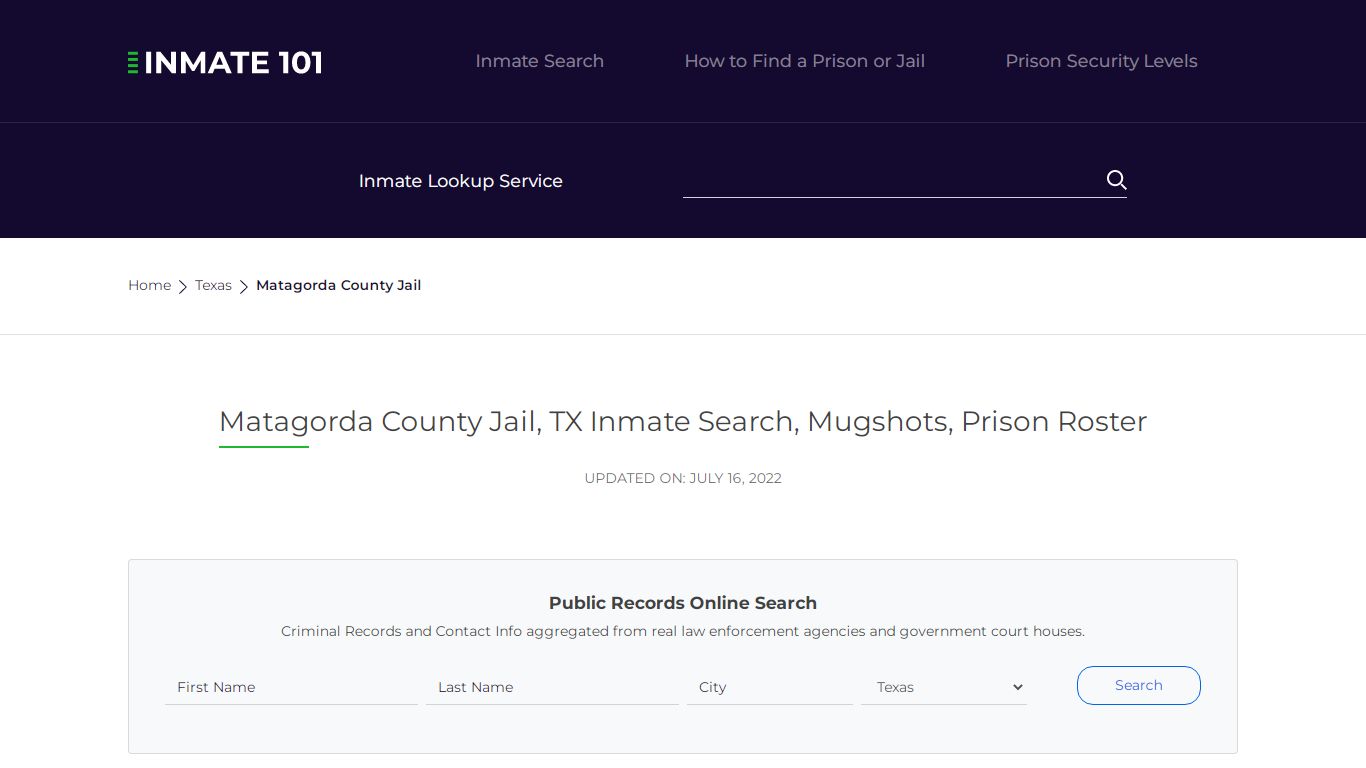 Matagorda County Jail, TX Inmate Search, Mugshots, Prison ...